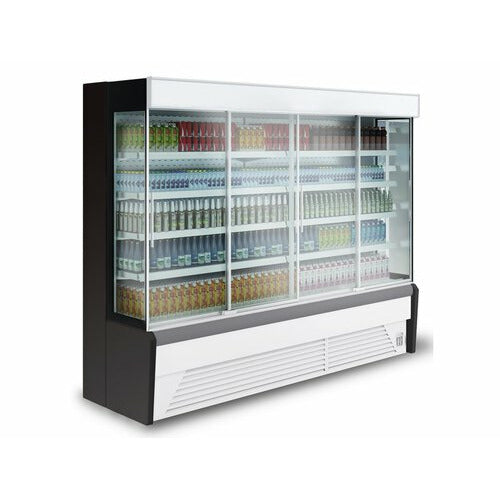 KBS Wandkühlregal, Umluftkühlung, Seitenteile mit Panoramaglasscheiben, BTH 1630 x 730 x 2020 mm