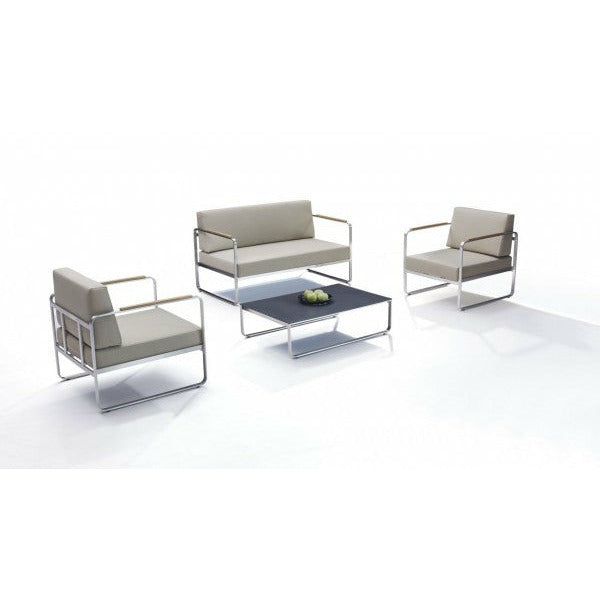 Valencia Edelstahl Gartenmöbel Sitzgruppe in Beige - Trichmann 